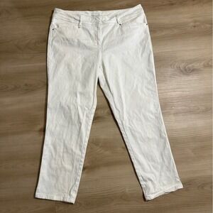 Cache Pants Women 14 White‎ Cropped Cotton Blend Stretch Casual